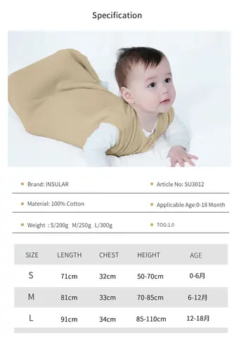 Babysovpåse Nyfödd Blöjbyte Ärmlös Sovsäck Sommar Tunn Premium Muslin Bomull Mjuk 2-vägs Dragkedja Enkla Blöjbyten 10 best sales sovsäck för bebis - №10