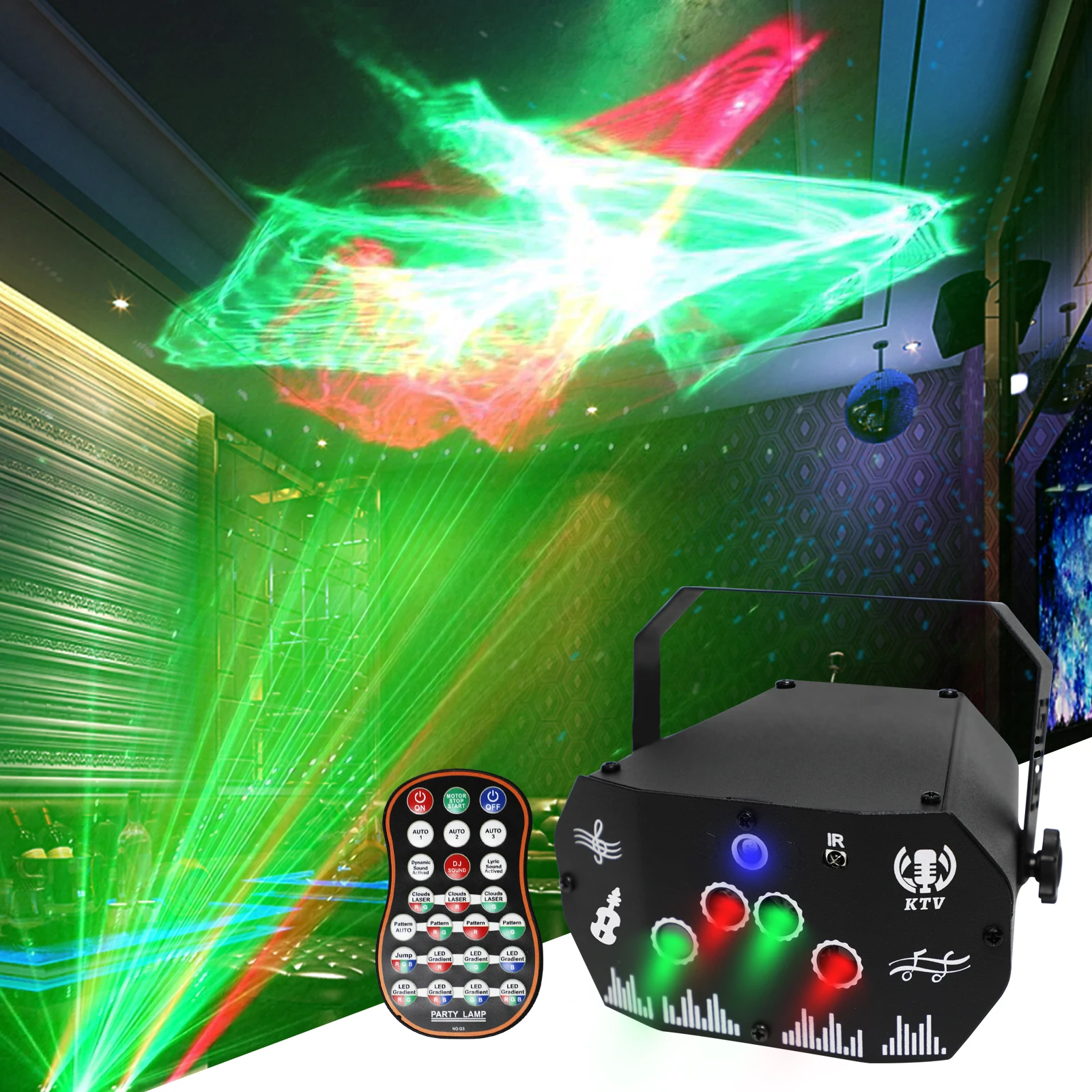 WZSTAR RG Dreamy Laser Light Sound Activated Remote Control DJ Lighting for Parties Events Live Bar KTV Shows