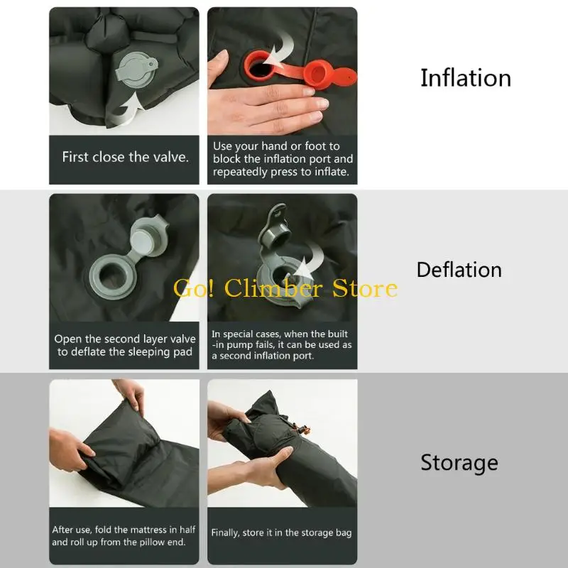 

Q84C Outdoor Sleep Pad Travel Mat Folding Bed Camping Inflatable Mattress with Pillows Light Weight Air Cushions Enduring