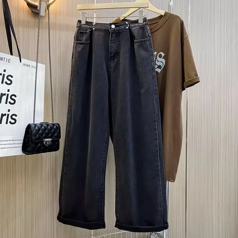 

Мужские джинсы больших размеров, прямые, свободного кроя, модные повседневные длинные брюки, осенне-зимние, с эластичной талией, для пар