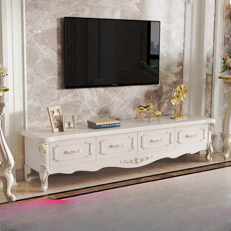 Customizable Nordic Luxury Cheap Tv Stand Modern Drawers White Gold Designer