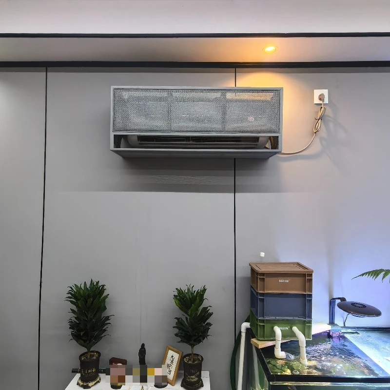 Handmade Solid Wood Rattan AC Cover, Cross Texture High Grey Custom Decor for Office & Villa