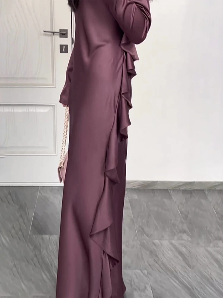 Solid Dress Eid musulmano Abaya abiti da donna Ramadan marocco Dubai caftano Islam Party Abaya abiti abito lungo arabo Jalabiya 2024