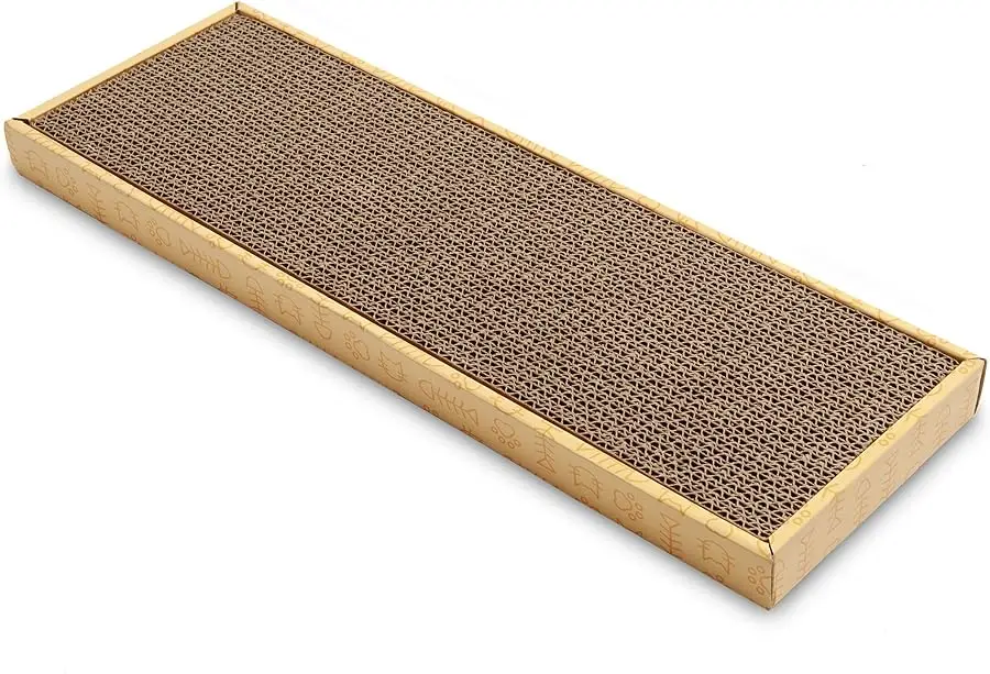 

Furhaven Scratching Board w/ Catnip for Indoor Cats, Reversible - Classic Corrugated Cat Scratcher Pad - Yellow, Small