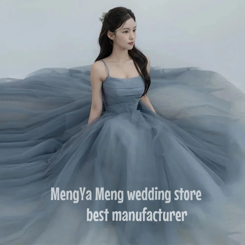 

ZUHISHU Dusty Blue Korea A Line Evening Dresses Photo Shoot Ruffles Tiered Fairy Tulle Evening Gown Customised Corset Prom Dress