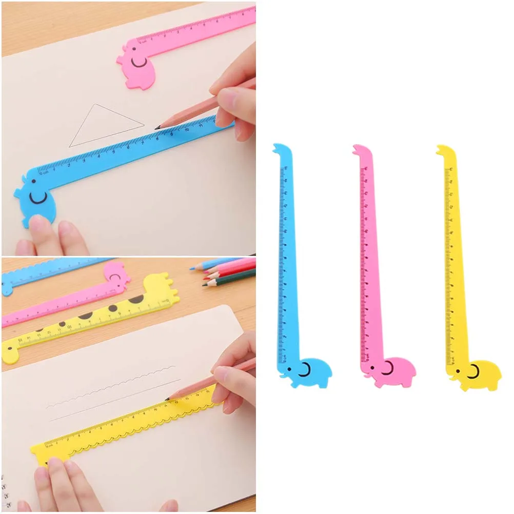 10pcs Giraffe Ruler Cartoon Scale Cute Plastic Measuring Tool for Students School Office Supplies Lightweight