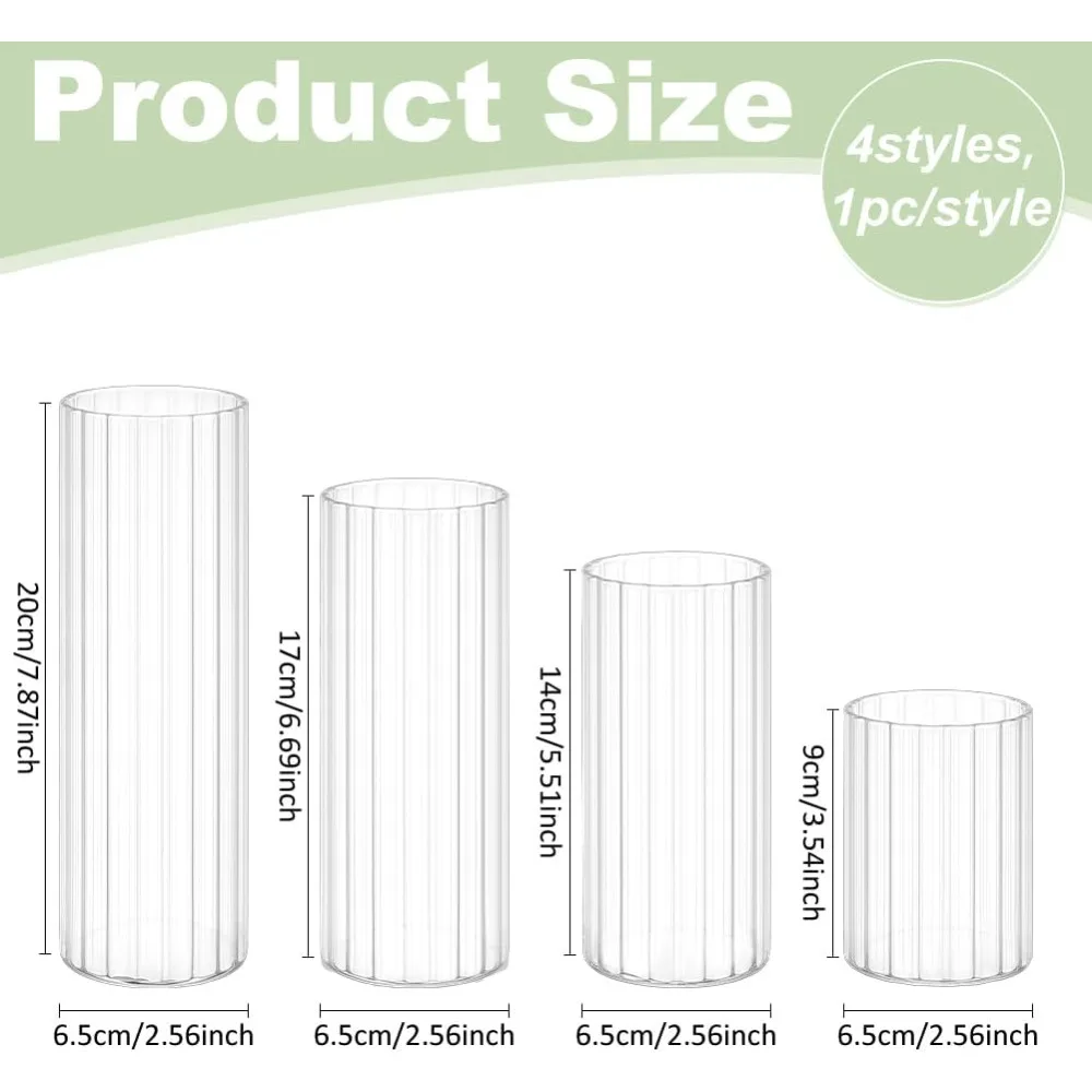 4 Size Glass Cylinder Vases 3.5/5.5/6.7/7.8 Inch Clear Flower Vase for Centerpieces Glass Containers for Pillar Candle Floating view 2
