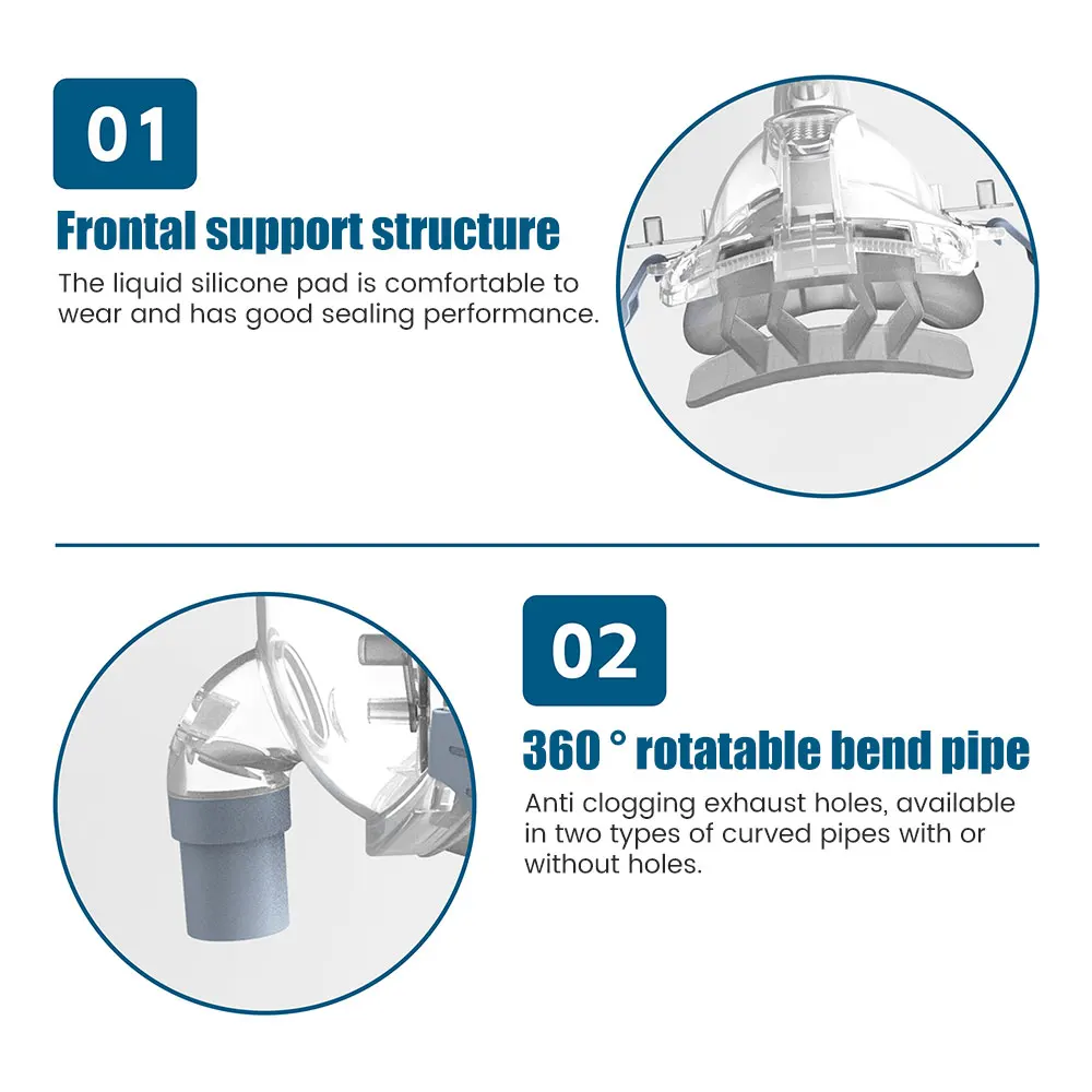 قناع الوجه الكامل CPAP Auto CPAP BiPAP مع عصابة رأس تستخدم لوسادة السفر النوم المعونة مكافحة توقف التنفس الشخير الطبية الهواء التنفس #4