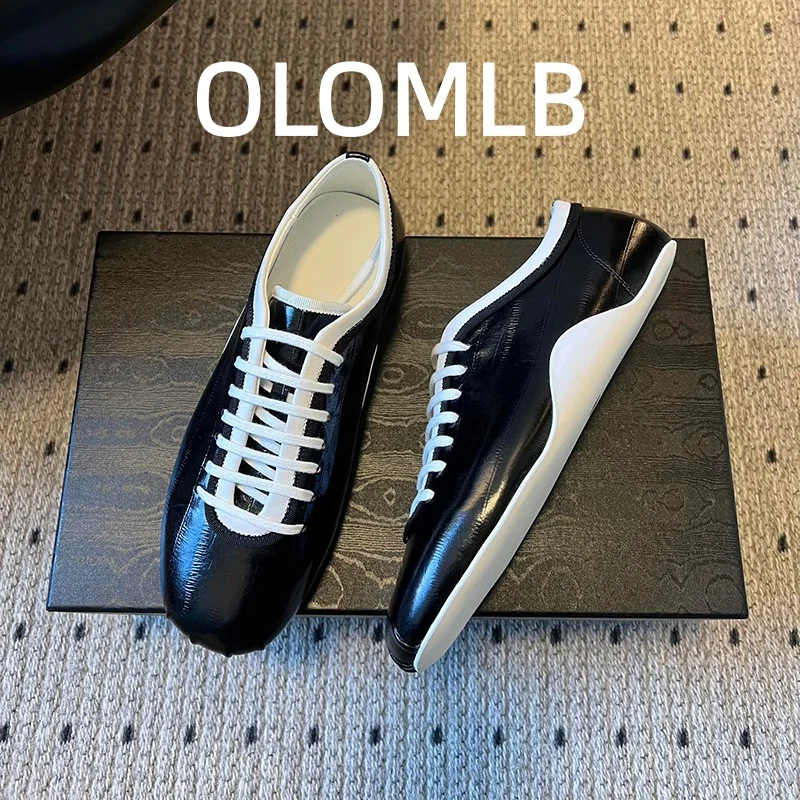 

Womens Flat Bottomed Lace Up Round Toe Casual Single Shoes 26 New Embossed Texture Retro German Training Shoes