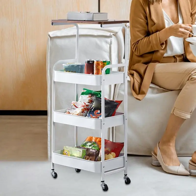 Slim Storage Cart Multi-Layer Rolling Cart On Wheels Kitchen Storage Shelf Silent Utility Cart With High Load-Bearing Capacity