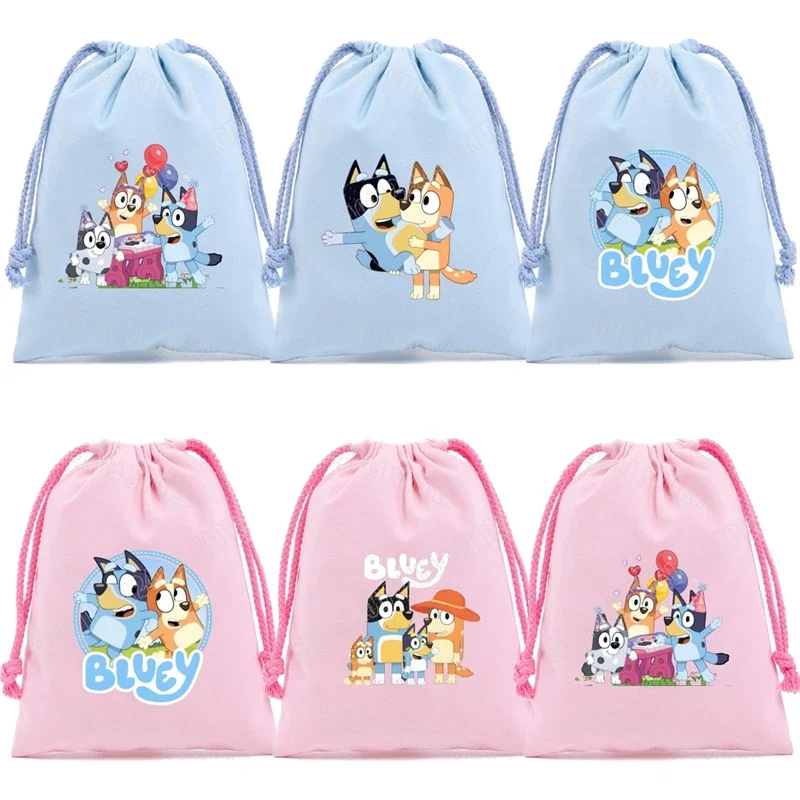 

Blueys Drawstring Bag Children Cartoon Bingoes Storage Bags Cute Anime Figure Drawstring Pouch Large Capacity Birthday Gift Bag