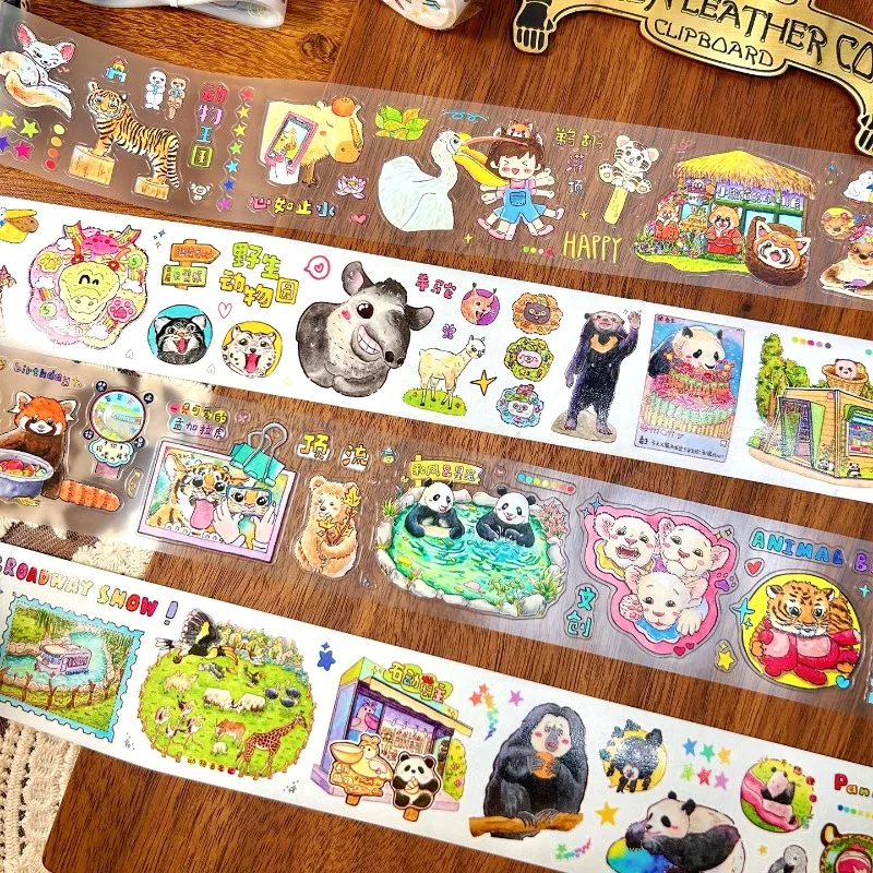 Kinder Spaß Zoo gestanzt PET Washi Tapes Bastelbedarf DIY Scrapbooking Kartenherstellung dekorative Plan Aufkleber