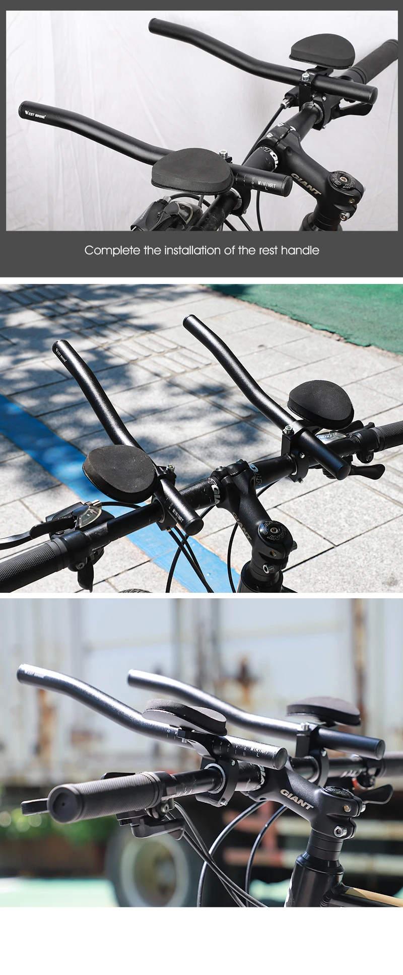 WEST BIKING Aluminium-Legierung TT Lenker Aero Bike Extender Armstützen Verstellbare Lenkerverlängerung mit Schwamm-Ellbogenschonern für Radfahren – Detail 20