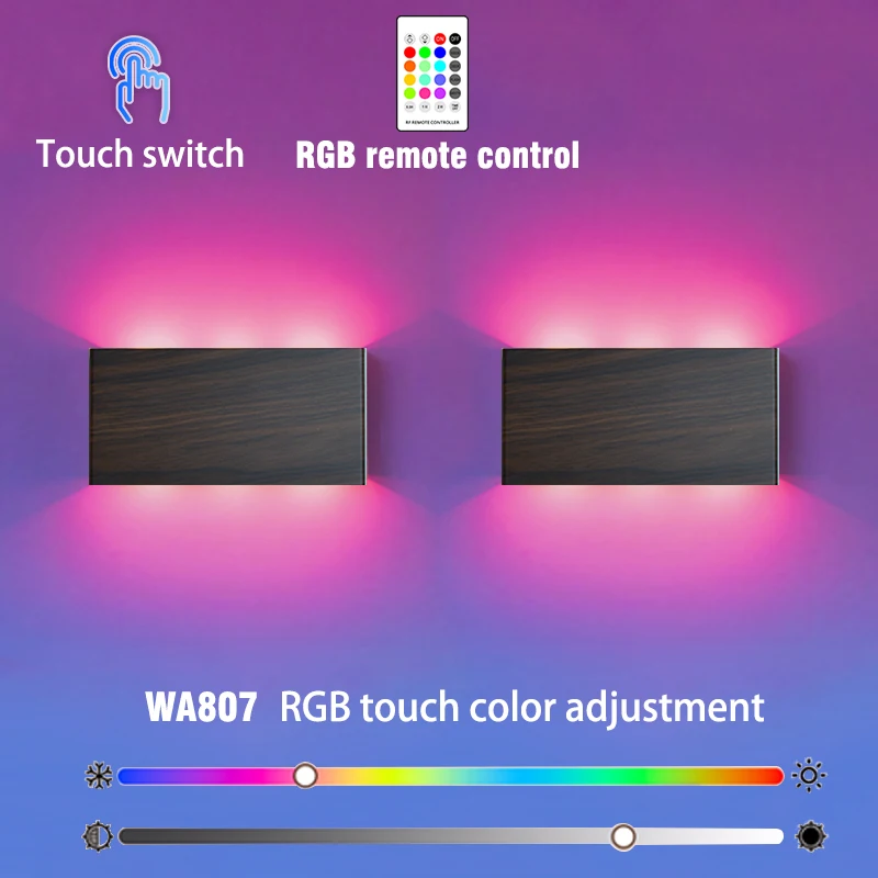 RGB charging Remote Control Wall Lamp Modern And Simple Wiring Free Magnetic Suction Hotel Bedside Atmosphere Decoration Light