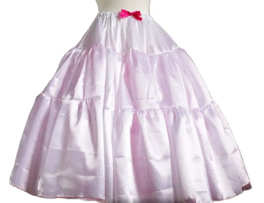 New Sissy Adult Hot Pink Satin Extended Skirt Lined Maid Dress Custom