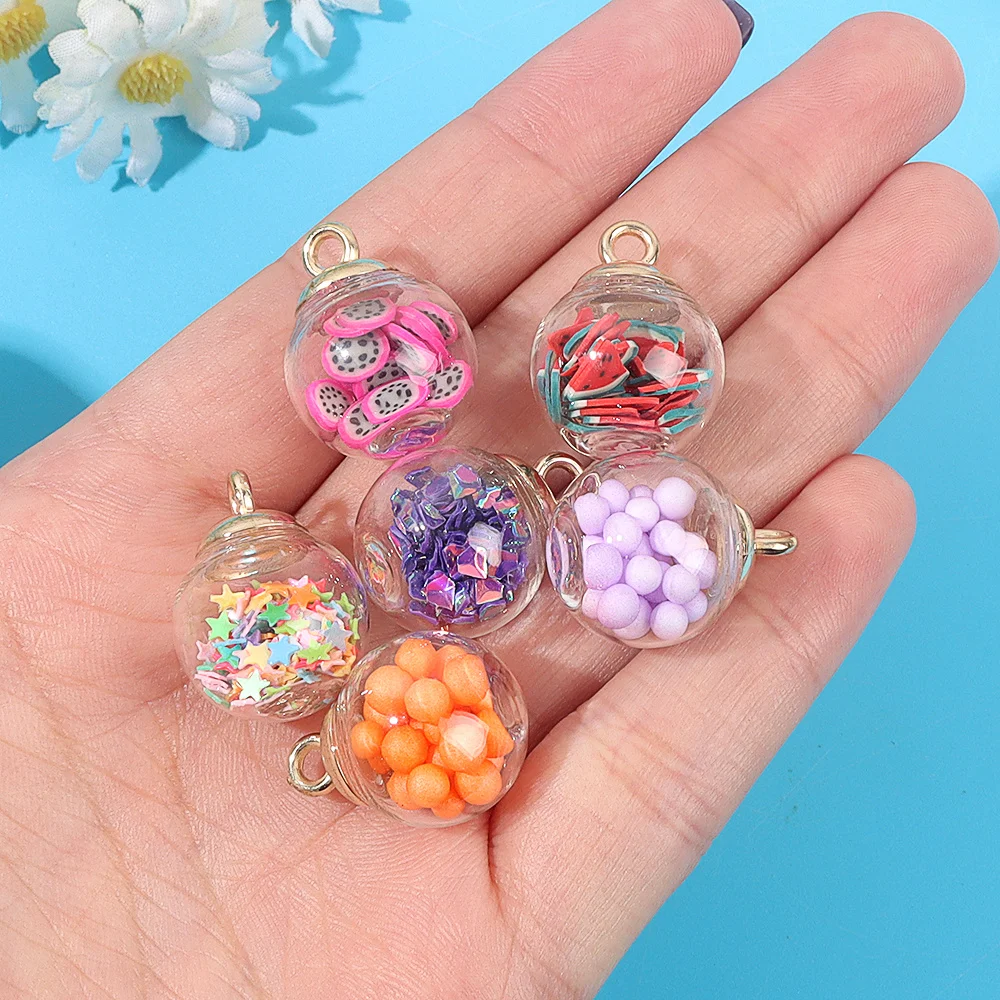 4/17/34pcs Multi-color Ball Shaped Fashionable Fun Fashion Pendant, DIY Necklaces Earrings, for Christmas Valentine's Day Gifts view 2