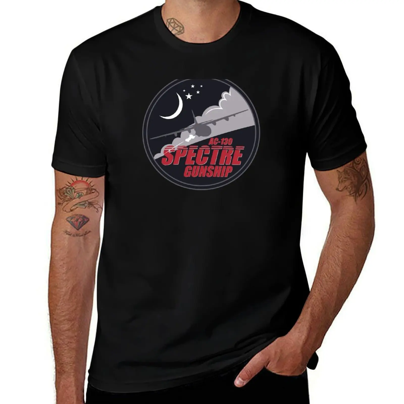 AC-130 Spectre Gunship Patch T-Shirt Work Outdoor T-Shirt for Men