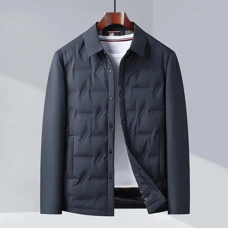 Autumn and Winter New Men's Light Down Jacket White Duck Short Lapel Business Luxury Coat Clothing