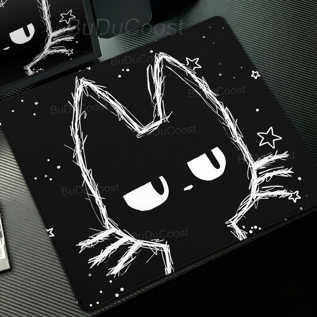 Cute Anime Black Cats Mouse Pad Punk Cat Desk Mat Non-Slip Rubber Keyboard Mats Office Accessories Pads XS PC Keyboard Playpad