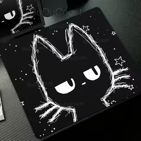 Mouse Pad de Gatos Pretos de Anime Fofo, Tapete de Mesa Punk com Gatos, Tapetes de Teclado de Borracha Antiderrapantes, Acessórios de Escritório, Tapetes XS para Teclado de PC, Playpad