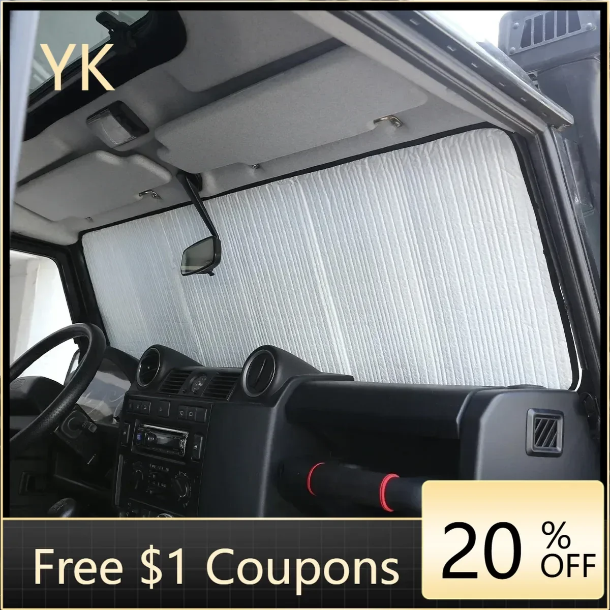 

For Land Rover Defender 90 110 130 2004-2025 Aluminum Foil Silver Car Front Windshield Sun Shade Cover Interior Accessories