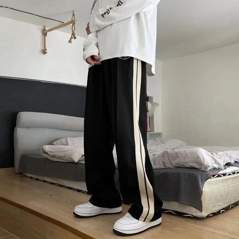 

Black Men's Sweatpants Loose Straight Casual Mopping Pants Spring Solid Color Versatile Oversized Wide Leg Sports Trousers XXXL