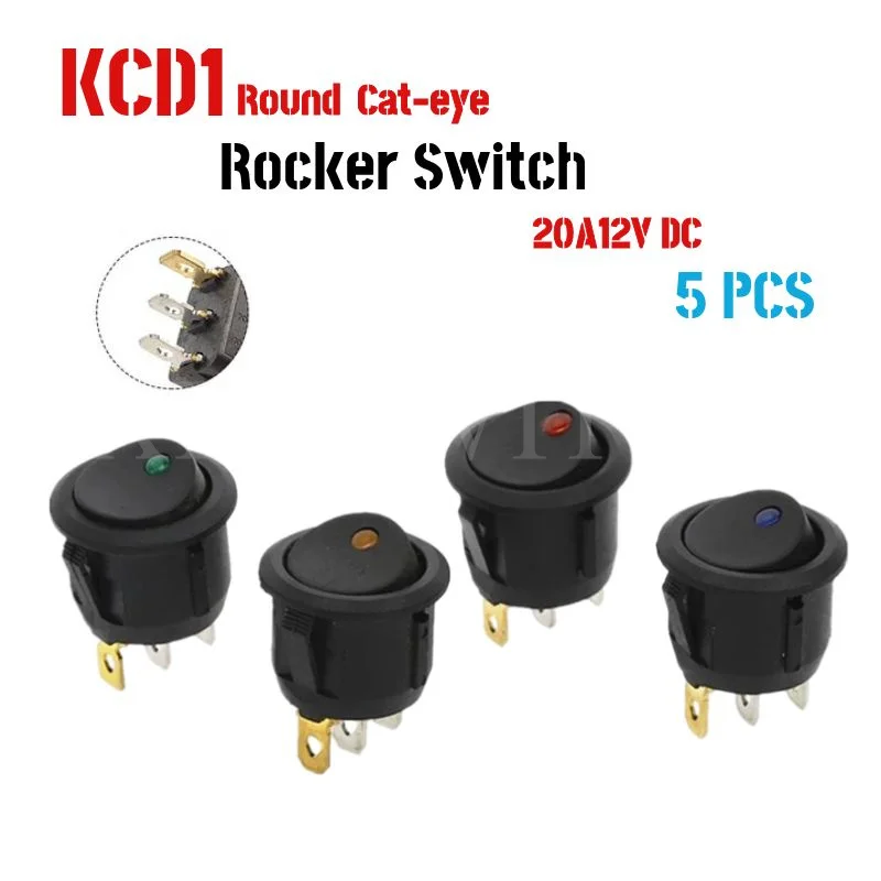 5Pcs Round Copper Cat's Eye Automobile Modified Switch 20mm Power Switch Rocker switch 12V/24V/220v