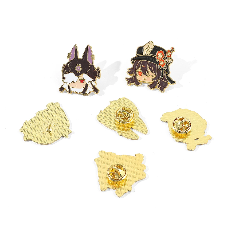 Game Genshin Impact Brooch Cute Cartoon Figure Hu Tao Kaedehara Kazuha Badge Enamel Brooch Clothing Backpack Pin Accessories - Image 3
