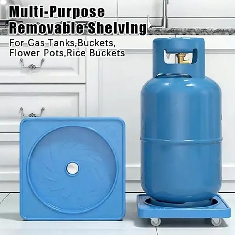 Moveable Gas Tank Tray Multifunctional: Storage Rotatable Rack Pulley Flowerpot Bracket