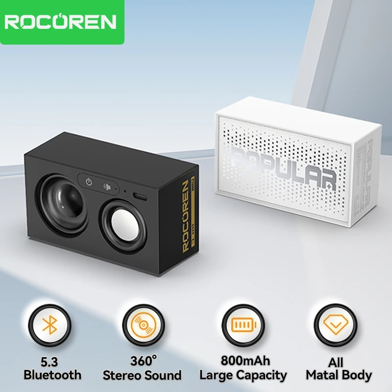 

Rocoren Mini Portable Bluetooth Speaker Bluetooth 5.3 3D Surround Stereo Sound Music Player Wireless Speaker For Computer Phone