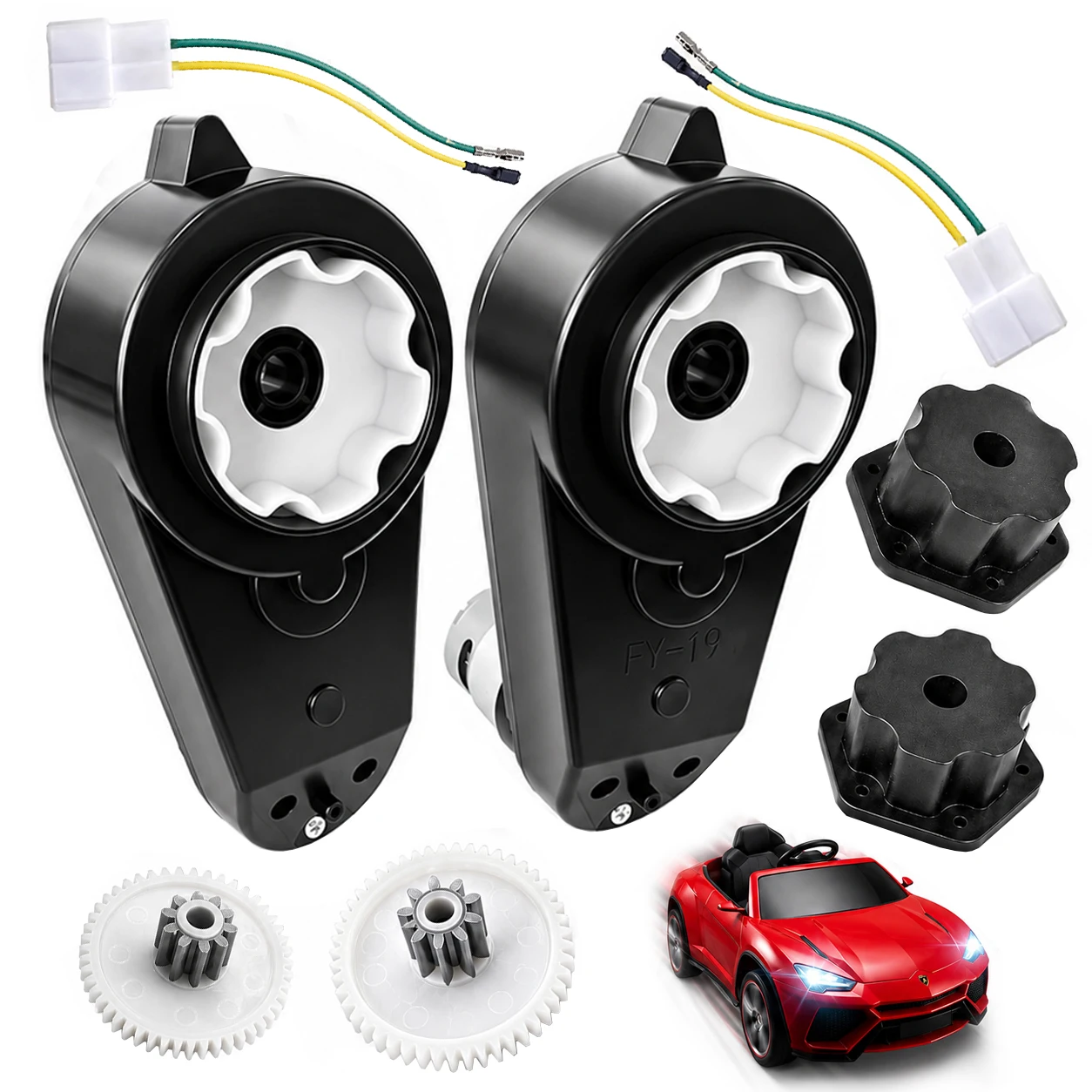 12V 40000RPM Steel Teeth Gearbox for Power Wheels Motor 1.2cm/0.74in Aperture, Kids Electric Car Part, 12V Power Source