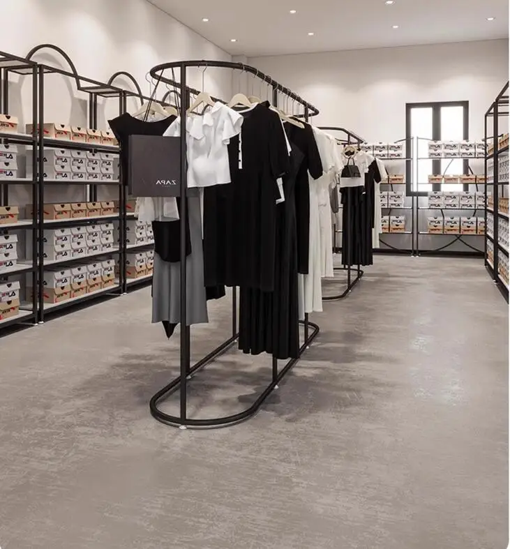 Double row dedicated circular hanging clothes rack combination clothing display rack in the middle of the clothing store