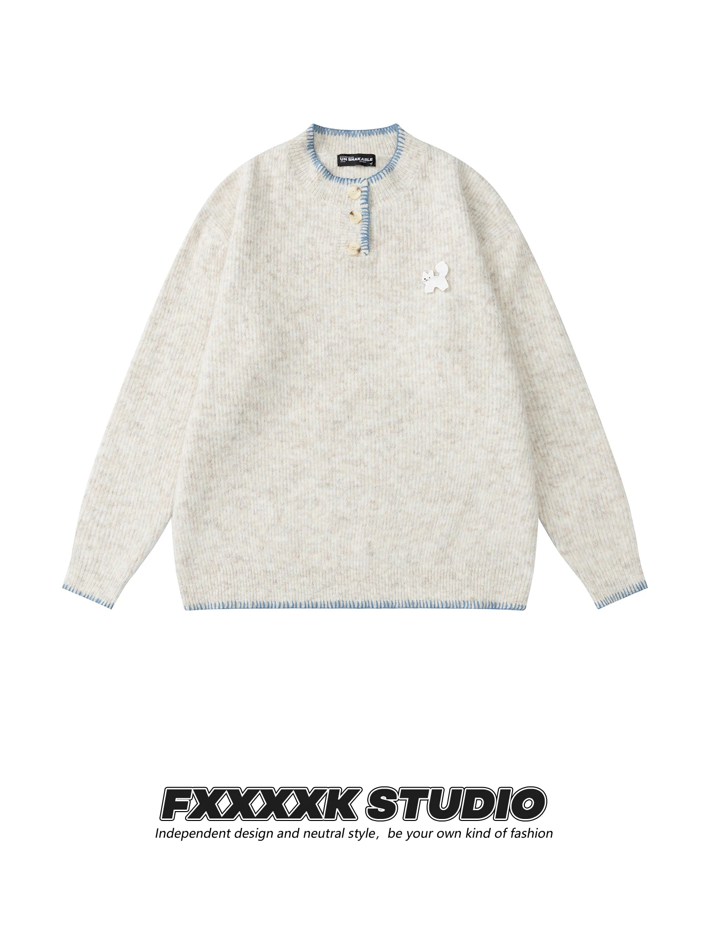 

Оригинальный американский свитер FXK с узором, вязаный, с круглым вырезом, свободного кроя, повседневный, теплый, молодежный, модный топ