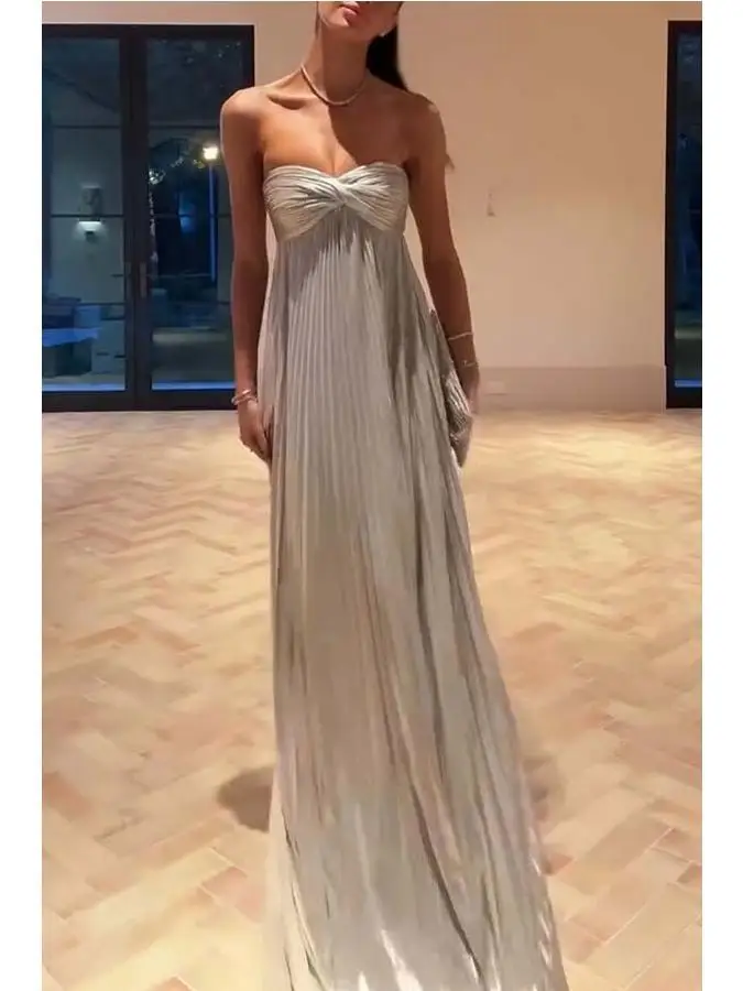 

Sexy Evening Dr Women's High Waist Svel Gown with Gold Eming And Slits for Par KTV Pure Color Summer 2025