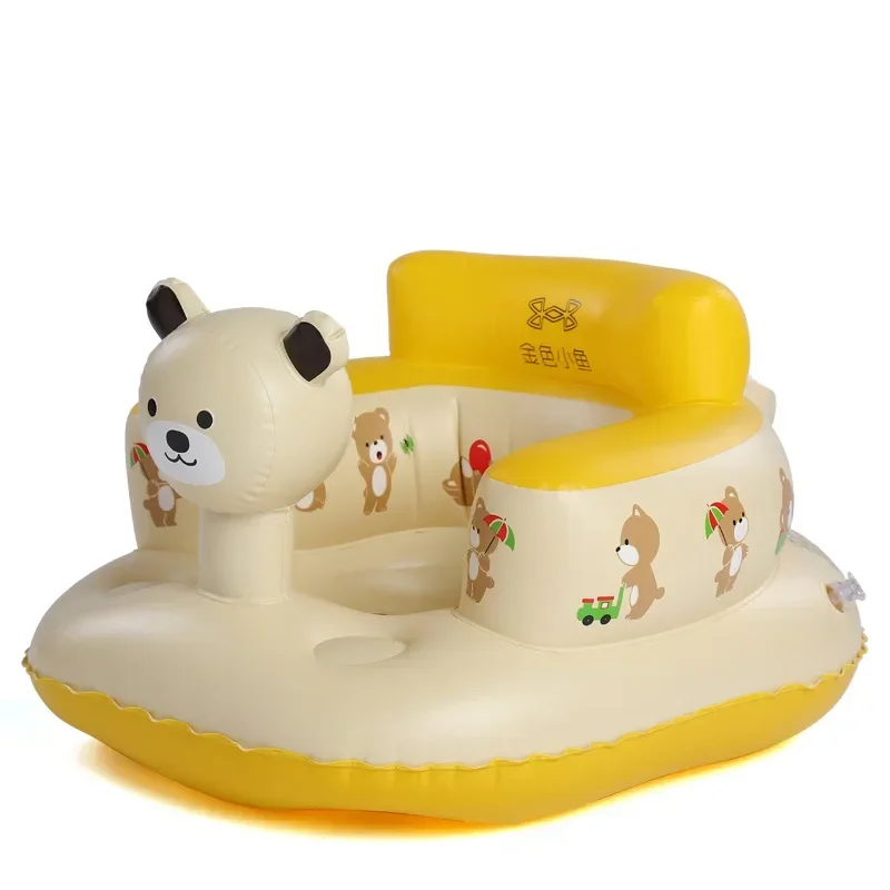 [Funny] Bear Inflatable Baby Chair Bath Room Stools Portable Children Seat Kids Feeding Learn To Sit Play water Games Bath Sofa