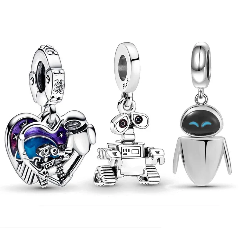 Perles de charme pendantes pour bracelets Pandora originaux, breloques Wall-E et brûleur, bijoux pour femmes