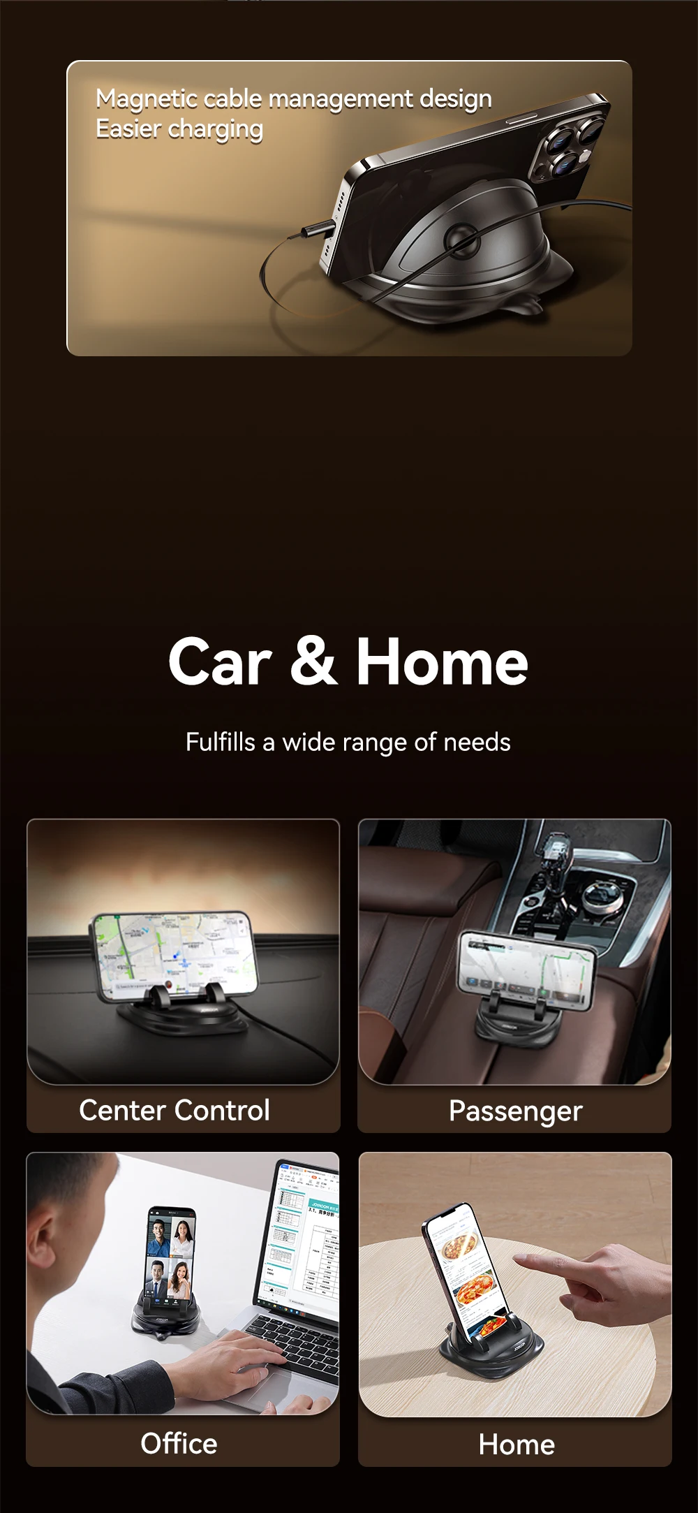 Joyroom Armaturenbrett Autotelefonhalter Universal 360° ° Rotations-Silikon-Telefonhalterung, Einhandbedienung, Telefonhalter für den Einsatz im Auto – Detail 12