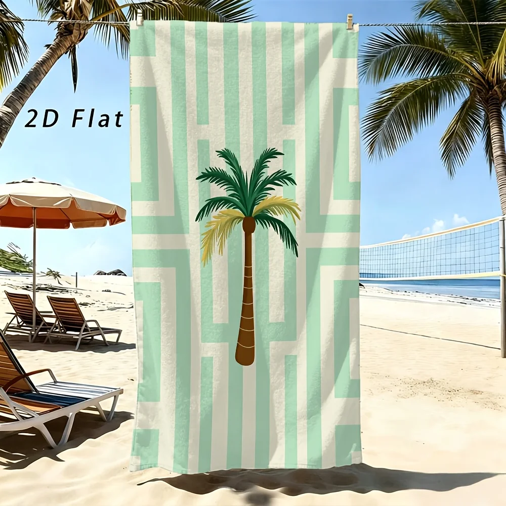 

Aesthetic Green Palm Microfiber Beach Towel 2D Flat Printed Sandproof Waterproof Cute Picnic Mat Travel Essentials Spring Summer