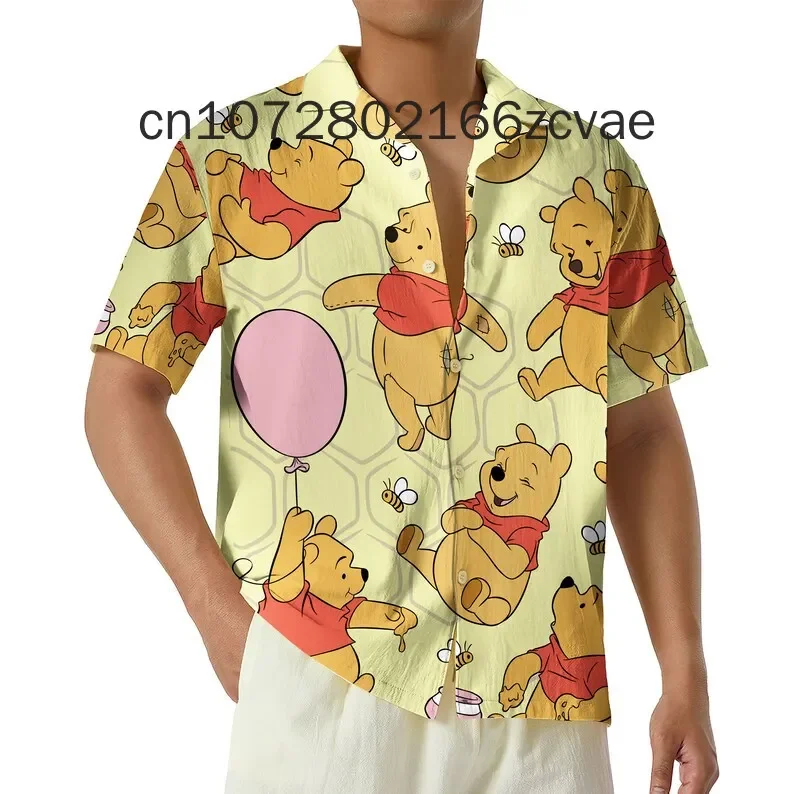 2024 Pooh Bear Hawaiian Shirt Disney Inspired Men's And Women's Button Down Short-Sleeved Shirt Fashion Beach Shirt