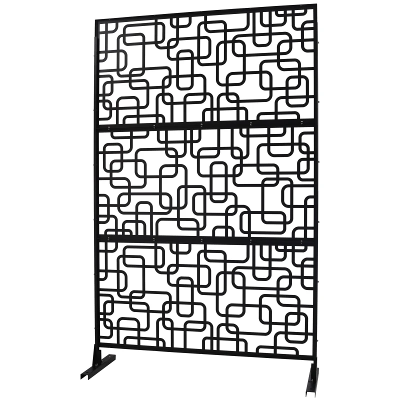 Outdoor & Indoor Privacy Screen Metal Privacy Screen 76" H×48" W, Freestanding Decorative Privacy Screen for Deck Balcony Patio, Privacy Fence Panels for Outside Lawn Garden PS114 BLACK view 3