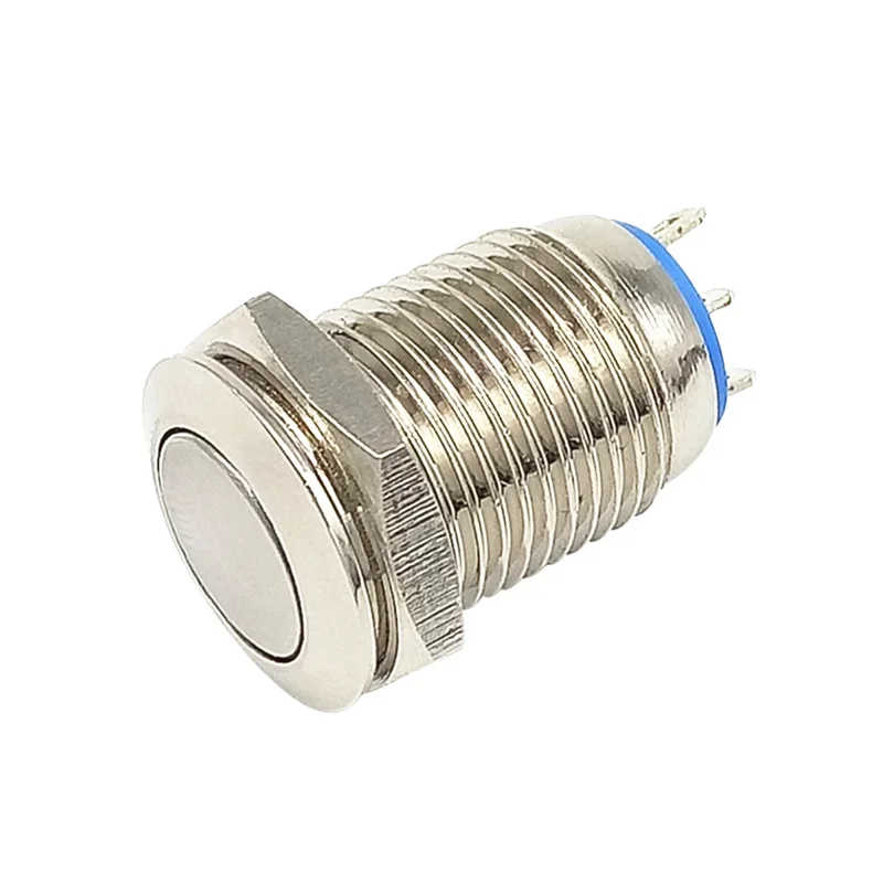 1pcs 12mm Metal Push Button Switch Self-locking Latching/Momentary Reset Waterproof High/Flat Round 3 pins Nickel plated brass