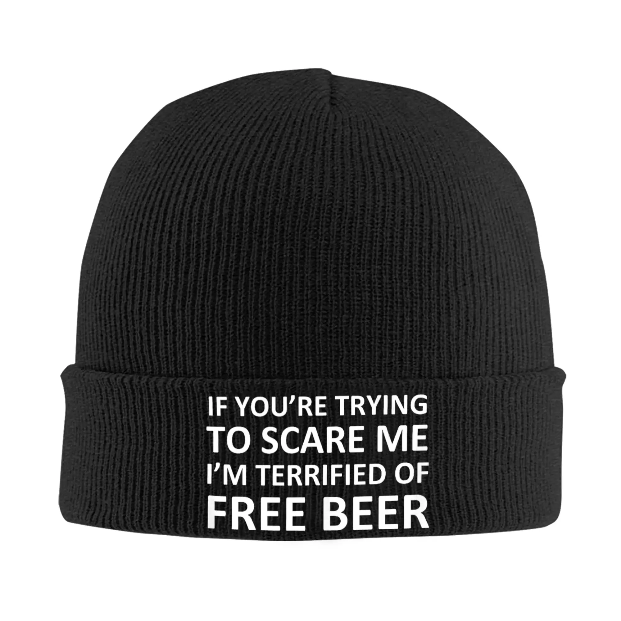 If You're Trying to Scare Me Funny Beer Bonnet Hats  Beanie Hats Autumn Design Skullies Beanies Street Y2K Kpop Warm Soft Cap