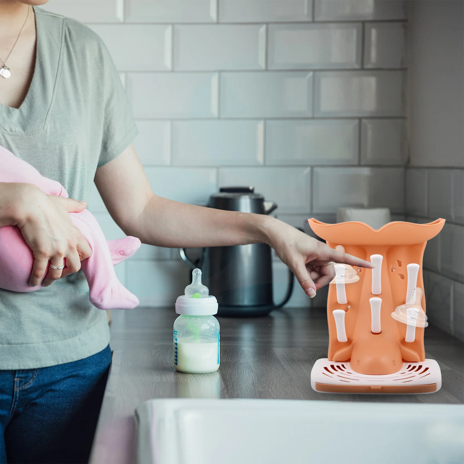 

Baby Bottle Drying Rack Nursery Holder Tabletop Milk Bottle Drying Rack Space Saving Multifunctional Kitchen Organizer