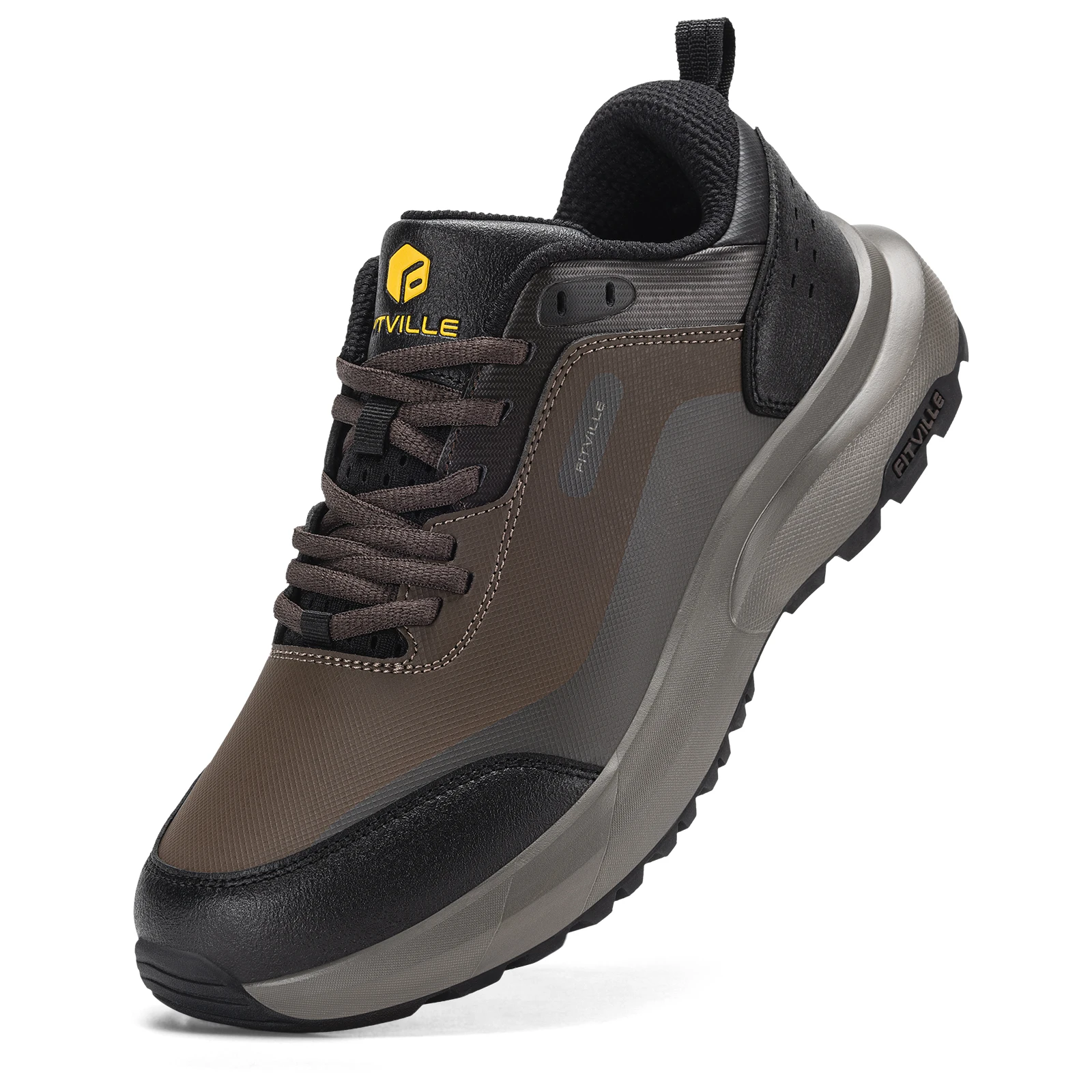 

Fittington Hiking Shoes Extra Wide For Man Outdoor Walking Shoes Low-top Waterproof Work Shoes Toe with Arch Support for Heel