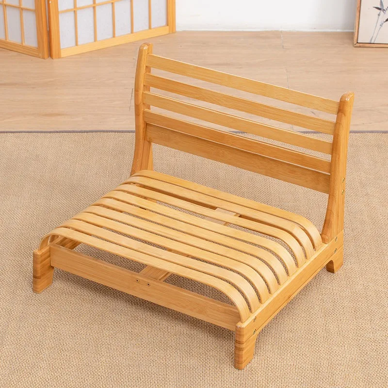 Tatami bay window chair, solid wood elastic curved living room backrest chair