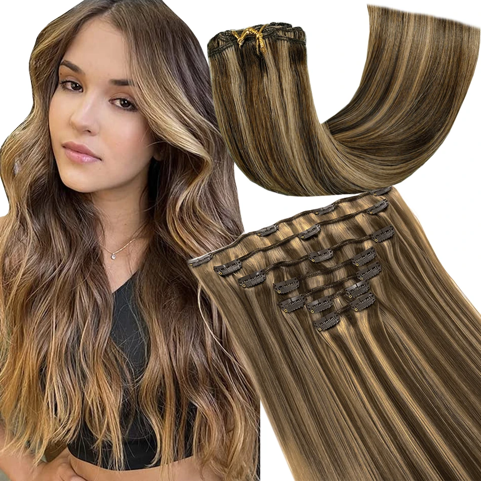

Clip Ins Human Hair Crab Hair Clip 100% Virgin Natural Straight Extensiones Cabello Humano 100g/7pcs Apliques De Cabelo Humano