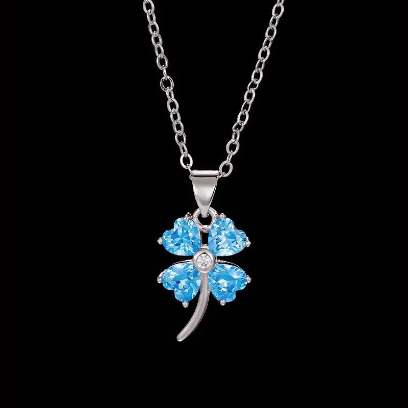 Classic Crystal Clover Pendant For Lady Party Accessories Trendy S925 O Chain Necklace Women Sweet Flower Necklaces Choker Gift