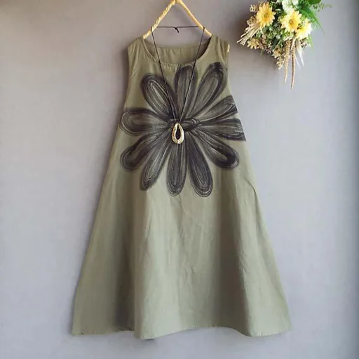 2023 sommer Neue Rundhals Ärmelloses Gedruckt A-line Kleid Boho Strand Femmes 2025, Sommer Kleid Robe Vestido Frauen Party Elegante