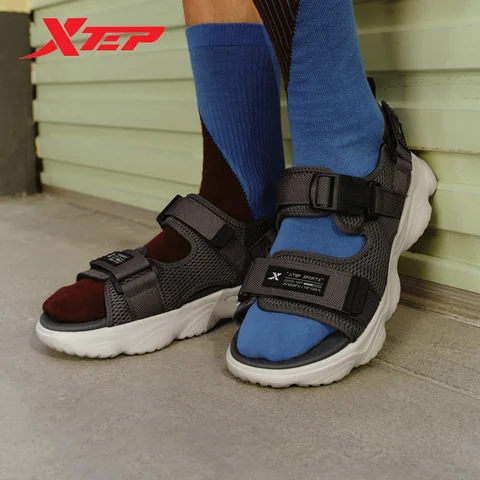 Xtep 남성용 편안한 통기성 샌들, 캐주얼 신발, 미끄럼 방지, 부드러운 데일리 트레킹, 야외 신발 876219500005, 2024 여름 Best5