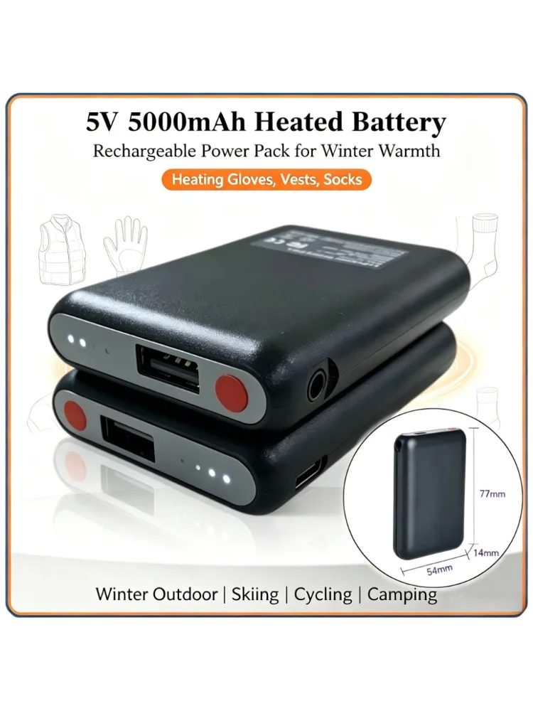 AliExpress NDNNAS 5000mAh Heated Gloves 5V Rechargeable Battery for Heating Vest, Heating Socks,Winter Outdoor, Skiing, Cycling Warming Batteries
